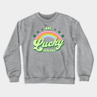 One Lucky Teacher St Patricks Day Kawaii Rainbow Crewneck Sweatshirt